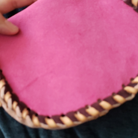 Purse pink leather hand crafted - Picture 8 of 12